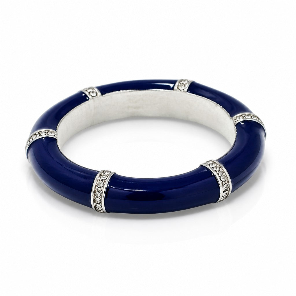Anello Argento 925 Smalto Blu e Diamanti
