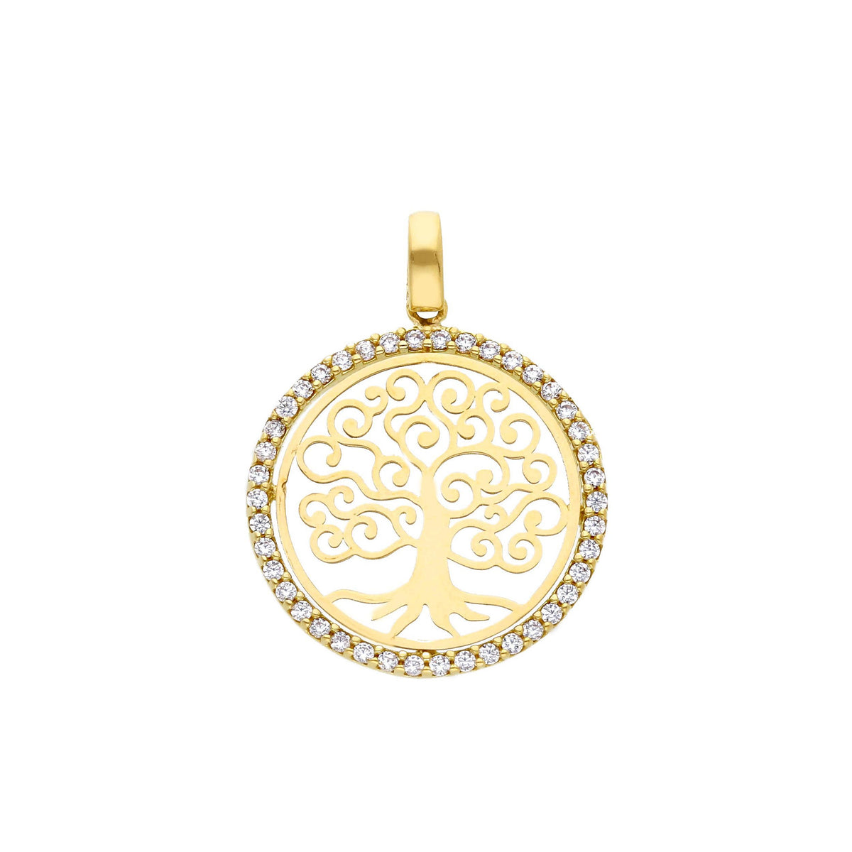 Ciondolo Albero della Vita in Oro 18k Giallo o Bianco con Zirconi a pavè - Gioielli Pavan