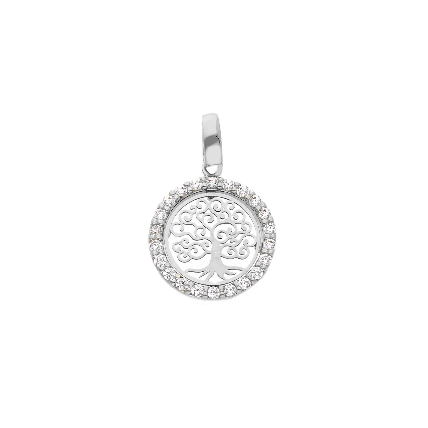 Ciondoli e pendenti Ciondolo Albero della Vita in Oro 18k Giallo o Bianco con Zirconi a pavè - Gioielli Pavan