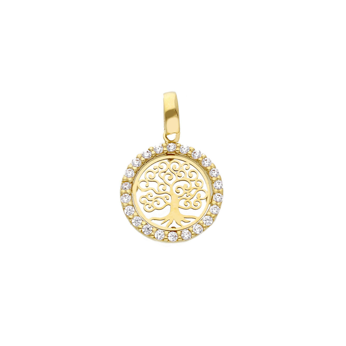 Ciondolo Albero della Vita in Oro 18k Giallo o Bianco con Zirconi a pavè - Gioielli Pavan