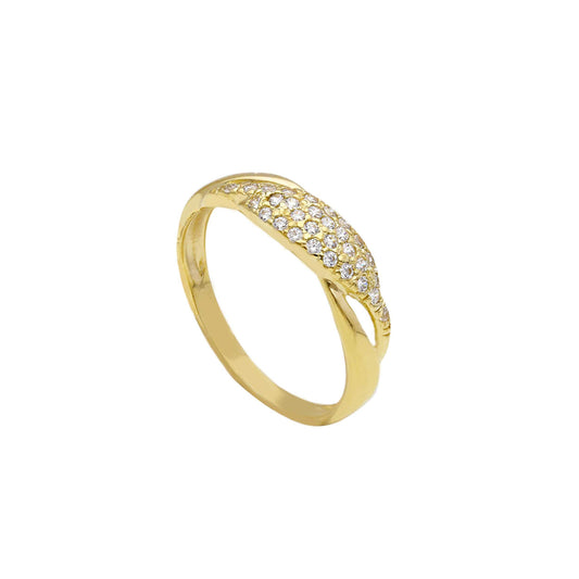 Anello Anello in oro fascia con zirconi a pavé - Gioielli Pavan