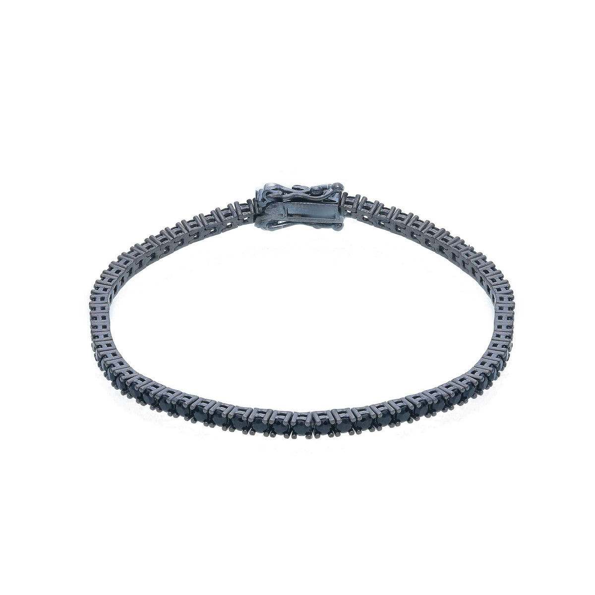 Bracciale tennis in argento brunito con zirconi neri lunghezza fissa - articolo con varianti - Gioielli Pavan