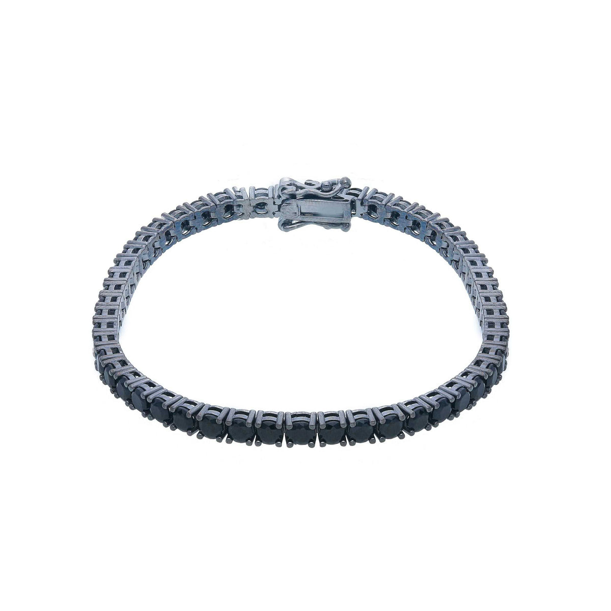 Bracciale tennis in argento brunito con zirconi neri lunghezza fissa - articolo con varianti - Gioielli Pavan