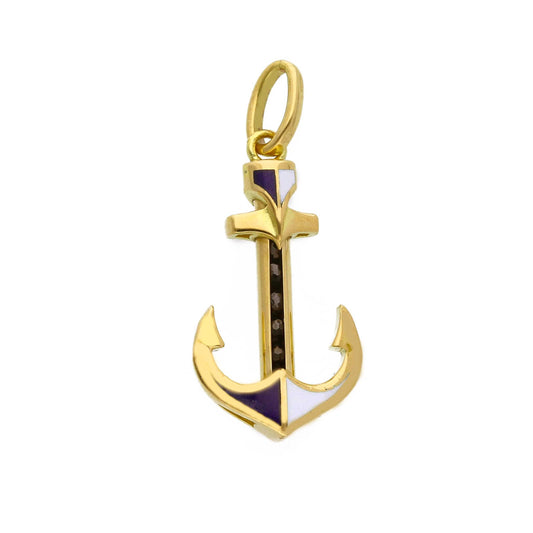 Ciondoli e pendenti Ciondolo Ancora in Oro 18k con Smalti Blu e Spinelli Neri - Gioielli Pavan
