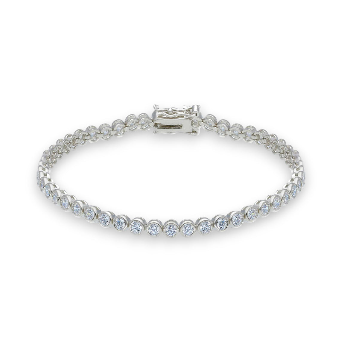 Bracciale tennis in argento con zirconi incassati a battuta - lunghezza fissa - Gioielli Pavan