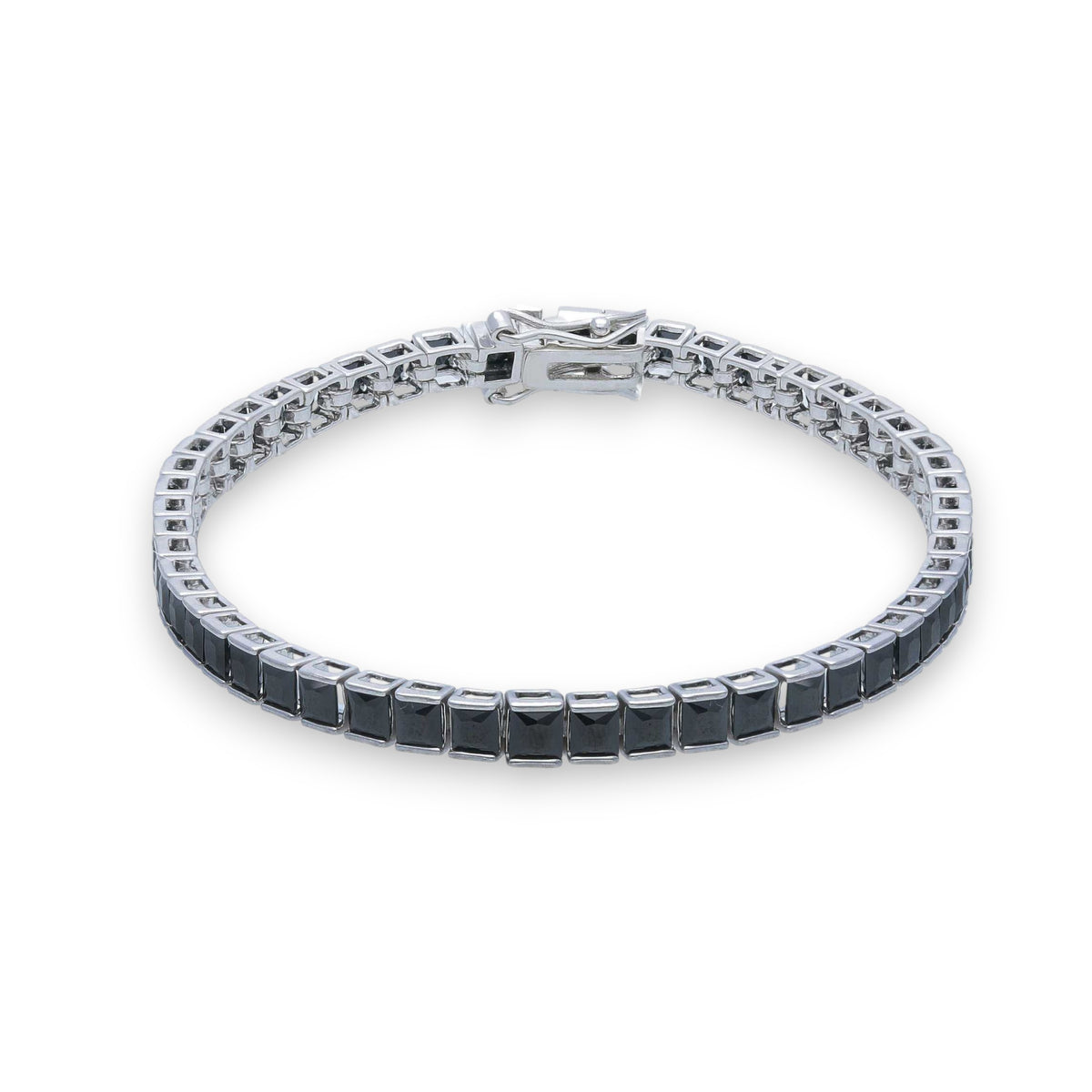Bracciale tennis in argento con zirconi neri quadrati lunghezza fissa - Articolo con varianti - Gioielli Pavan