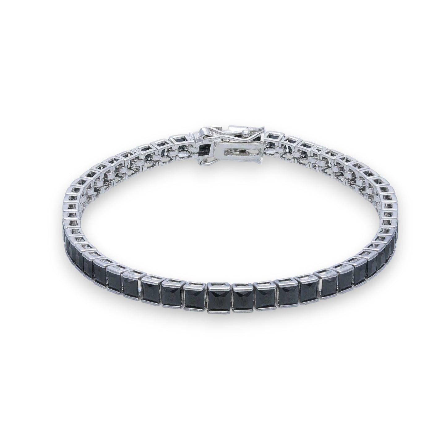 Bracciale Bracciale tennis in argento con zirconi neri quadrati lunghezza fissa - Articolo con varianti - Gioielli Pavan