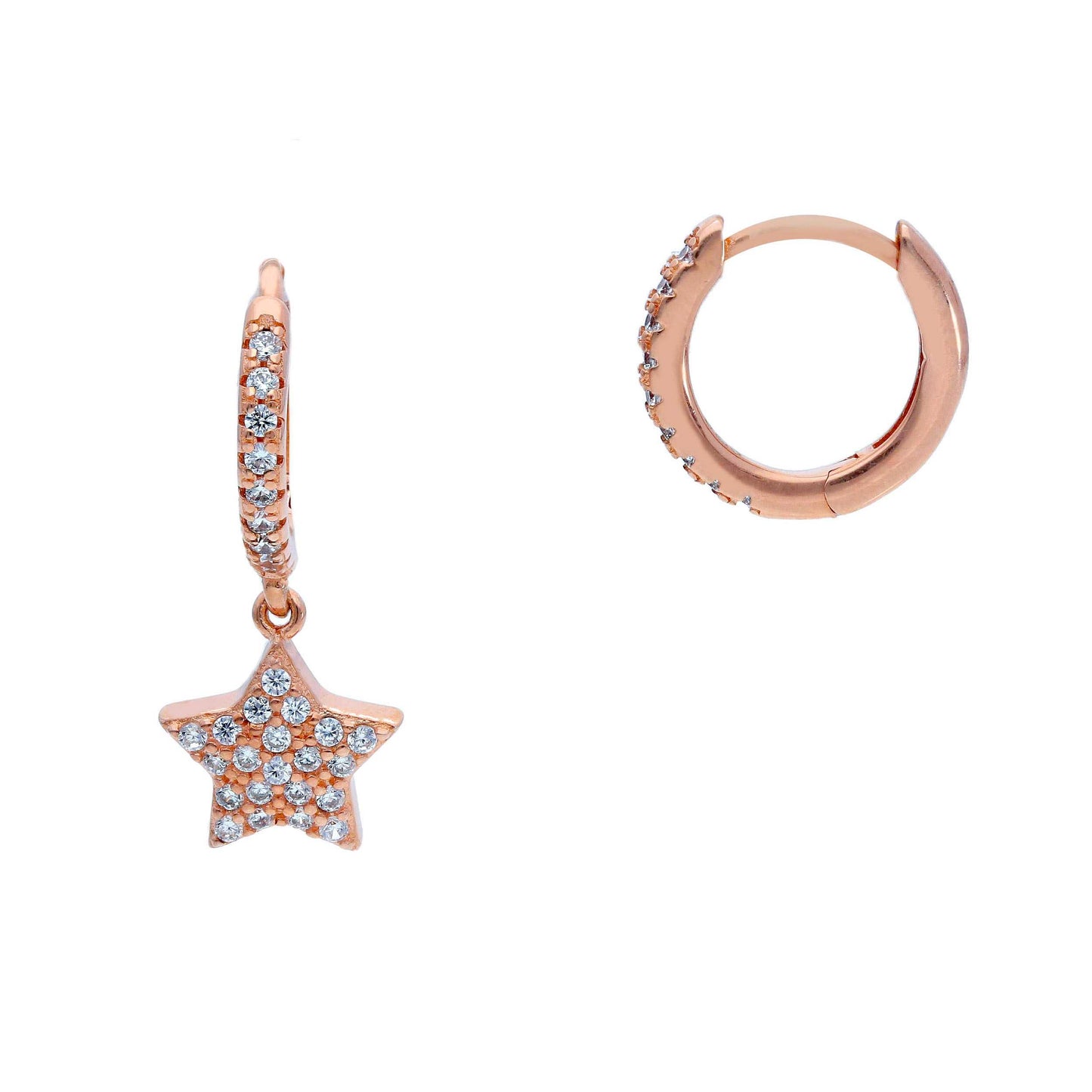 Orecchini Orecchini in argento dorato scattini con stella e zirconi a pavé - Gioielli Pavan