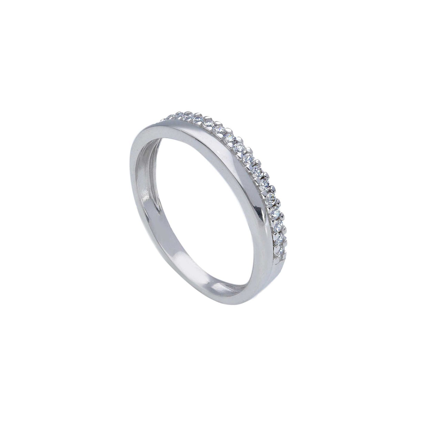 Anello Anello in oro fedina squadrata con zirconi a pavé - Gioielli Pavan