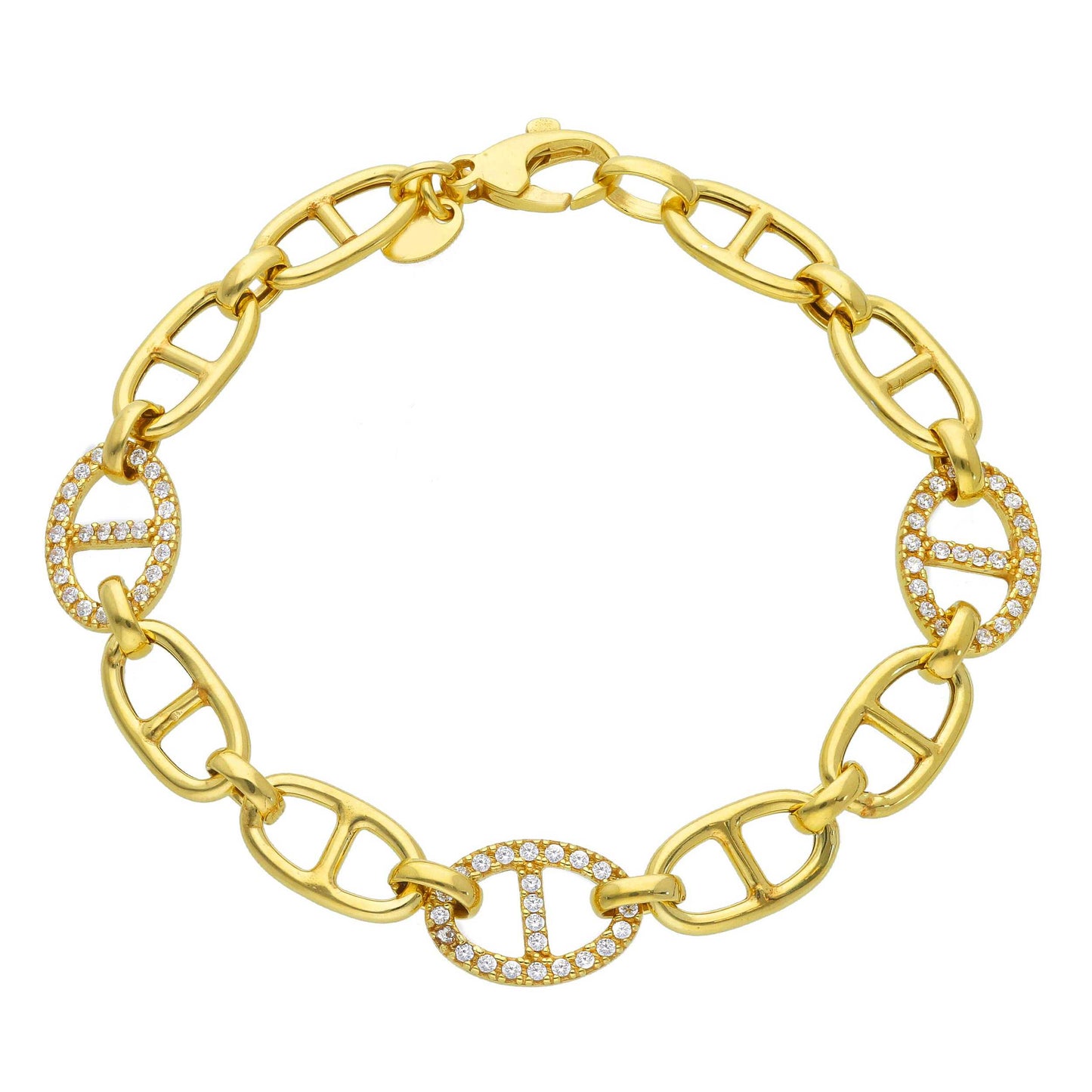 Bracciale Bracciale in argento dorato con zirconi a maglie geometrice - Gioielli Pavan