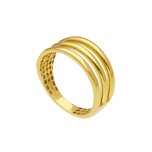 Anello Anello in oro fascia scalata con trafori lineari - Gioielli Pavan