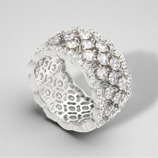 Anello Anello a fascia in argento con zirconi in stile fiorentino - Articolo con varianti - Gioielli Pavan