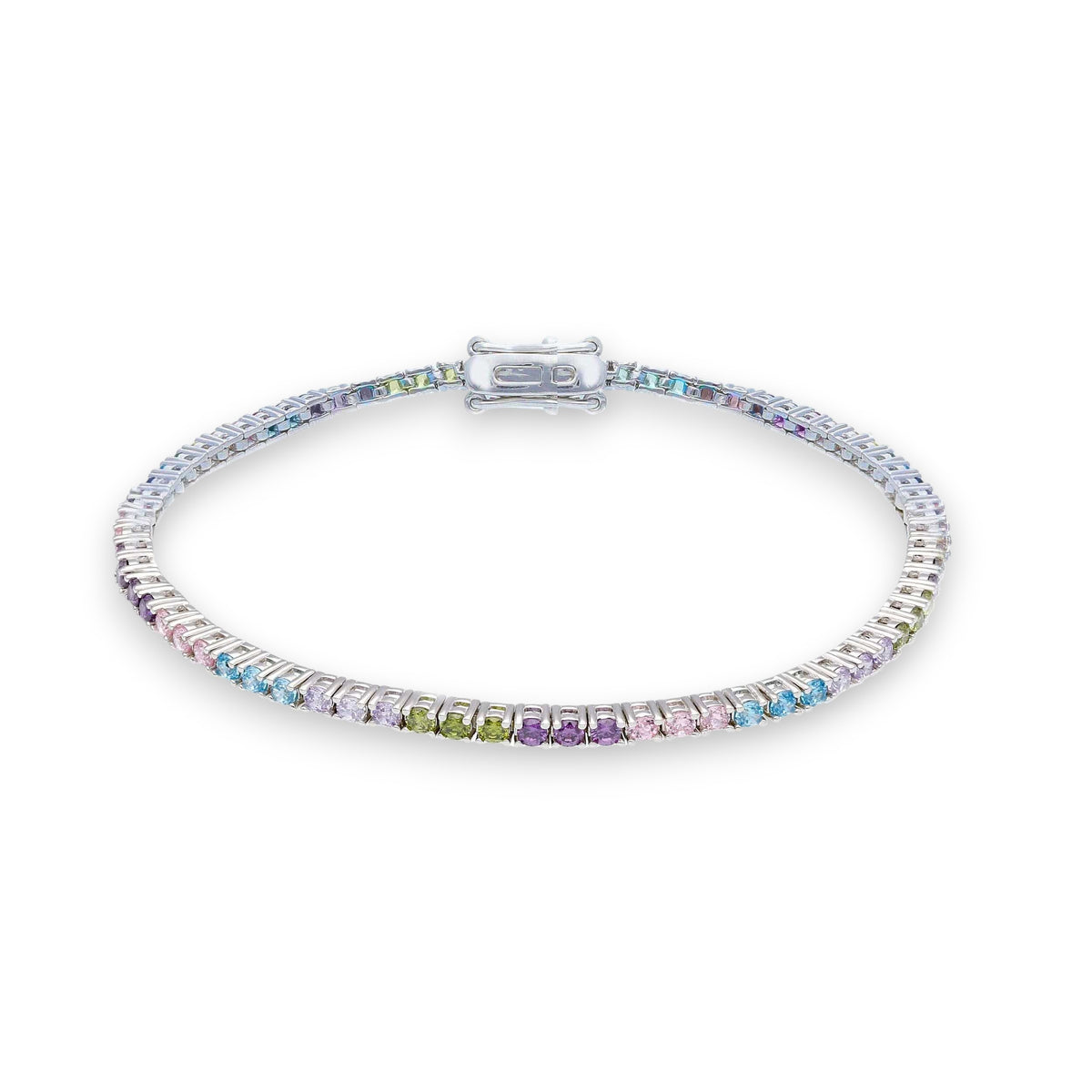 Bracciale tennis in argento con zirconi multi colore tenue - Gioielli Pavan