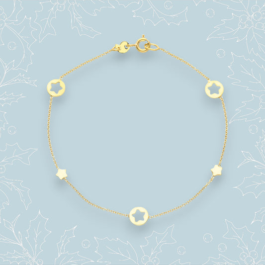Girocollo Bracciale in oro con stelle piatte e traforate - Gioielli Pavan