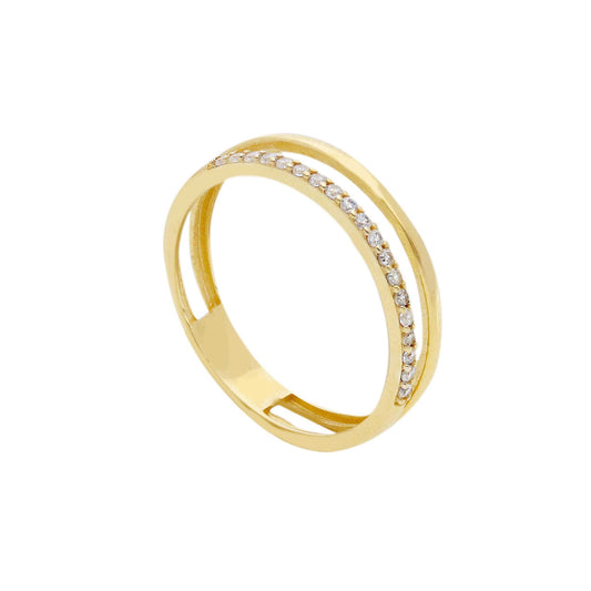 Anello Anello in oro fedina squadrata con trafori con zirconi a pavé - Gioielli Pavan