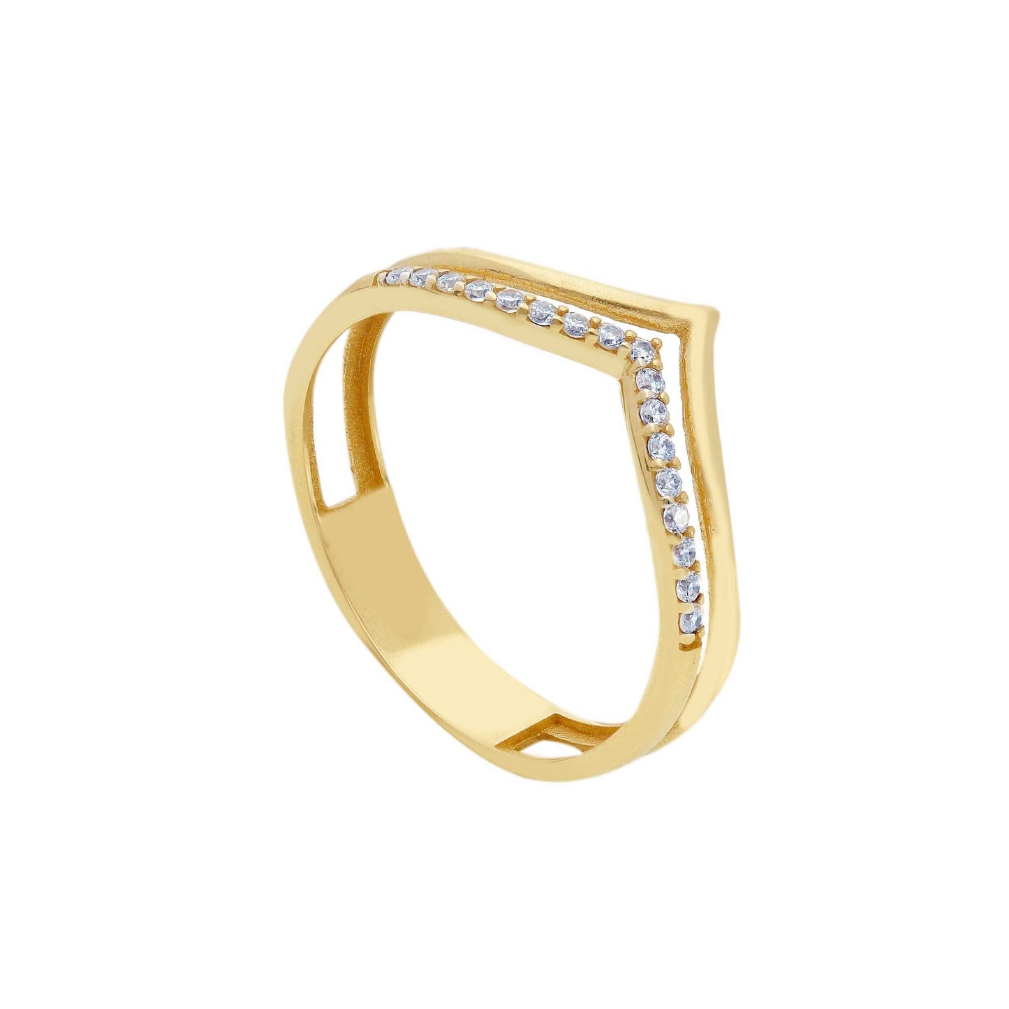 Anello Anello in oro fedina geometrica con zirconi a pavé - Gioielli Pavan