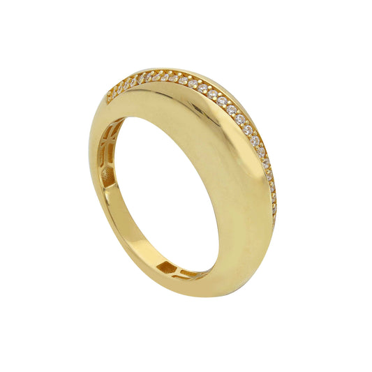 Anello Anello in oro fascia di design con zirconi a pavé - Gioielli Pavan