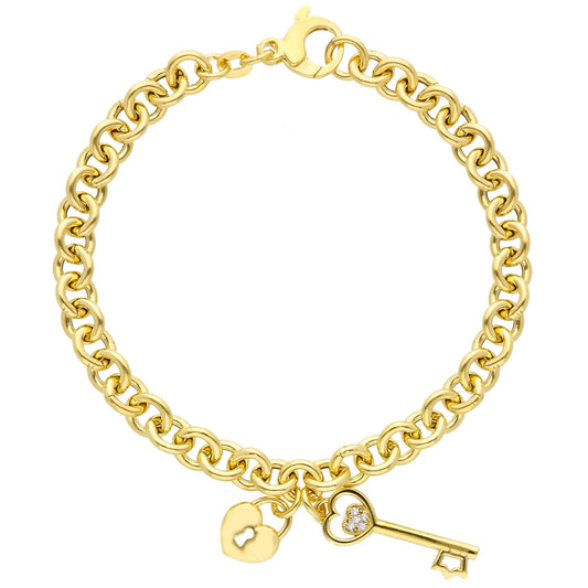 Bracciale Bracciale in argento con cuore e chiave pendenti - Gioielli Pavan