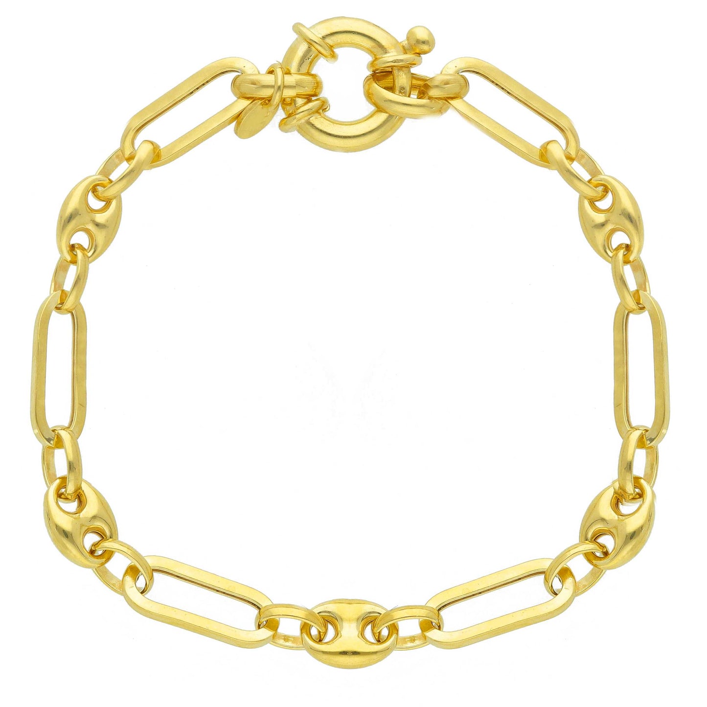 Bracciale Bracciale in argento dorato giallo a maglia marina e rettangolare - Gioielli Pavan