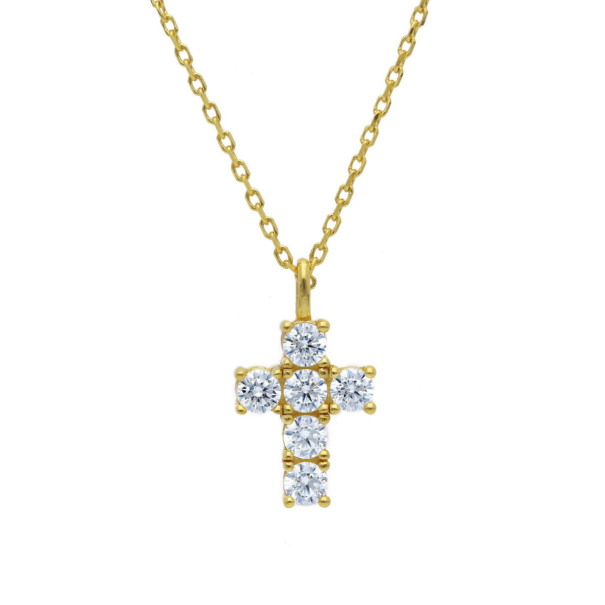 Girocollo Argento dorato 925 con Croce e Zirconi a pavé - Gioielli Pavan