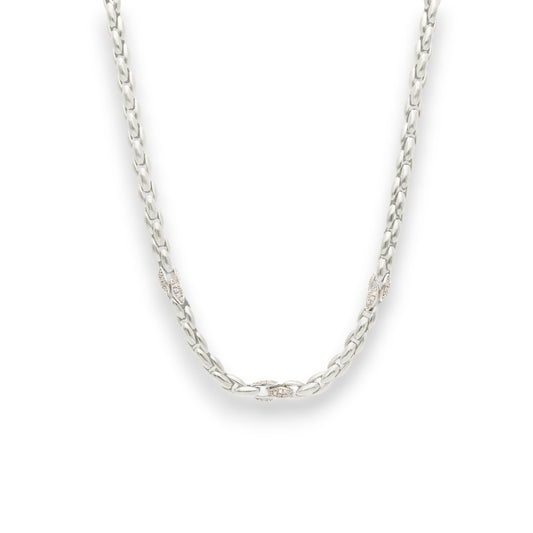 Girocollo Girocollo in argento maglia tubolare elementi ovali con zirconi - Articolo con varianti - Gioielli Pavan