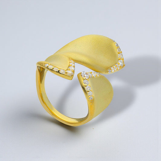 Anelli Anello in argento dorato a forma di fiore con zirconi - Gioielli Pavan