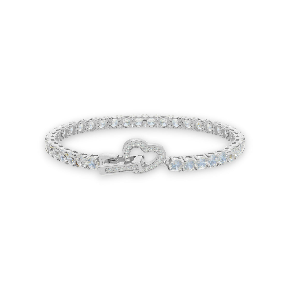 Bracciale tennis in argento con Zirconi e Cuore Centrale - Articolo con varianti - Gioielli Pavan