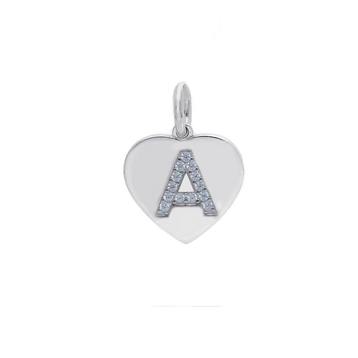 Ciondolo in argento iniziale con zirconi a pavé a forma di cuore - Articolo con varianti - Gioielli Pavan