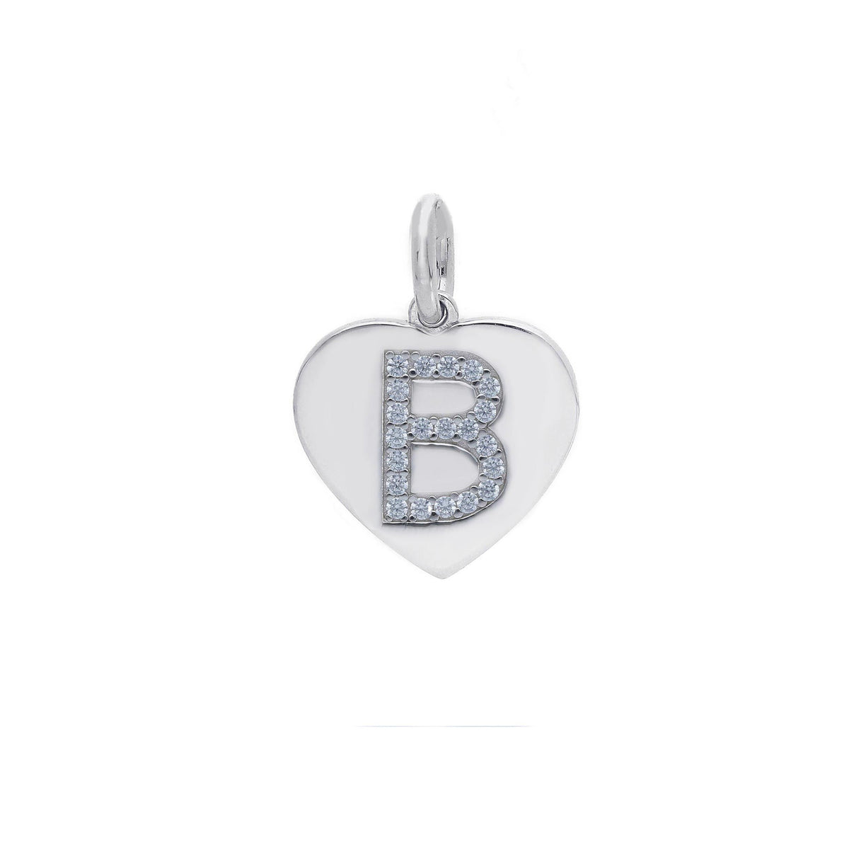 Ciondolo in argento iniziale con zirconi a pavé a forma di cuore - Articolo con varianti - Gioielli Pavan