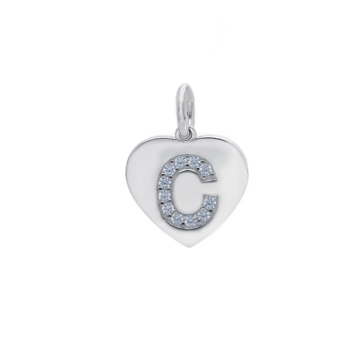 Ciondolo in argento iniziale con zirconi a pavé a forma di cuore - Articolo con varianti - Gioielli Pavan