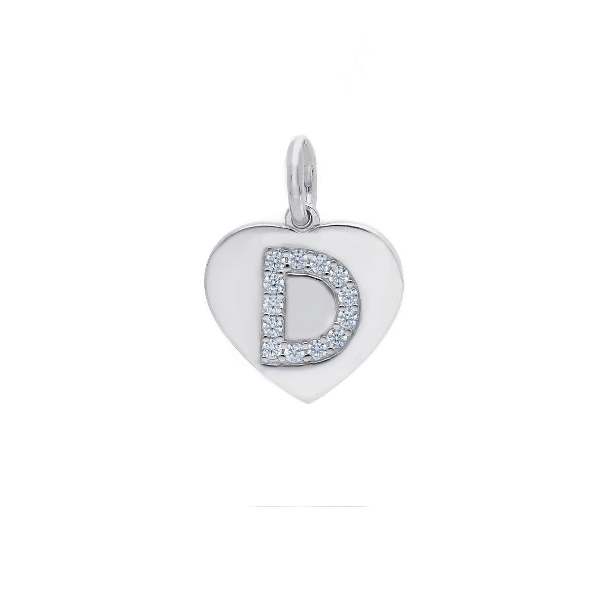 Ciondolo in argento iniziale con zirconi a pavé a forma di cuore - Articolo con varianti - Gioielli Pavan