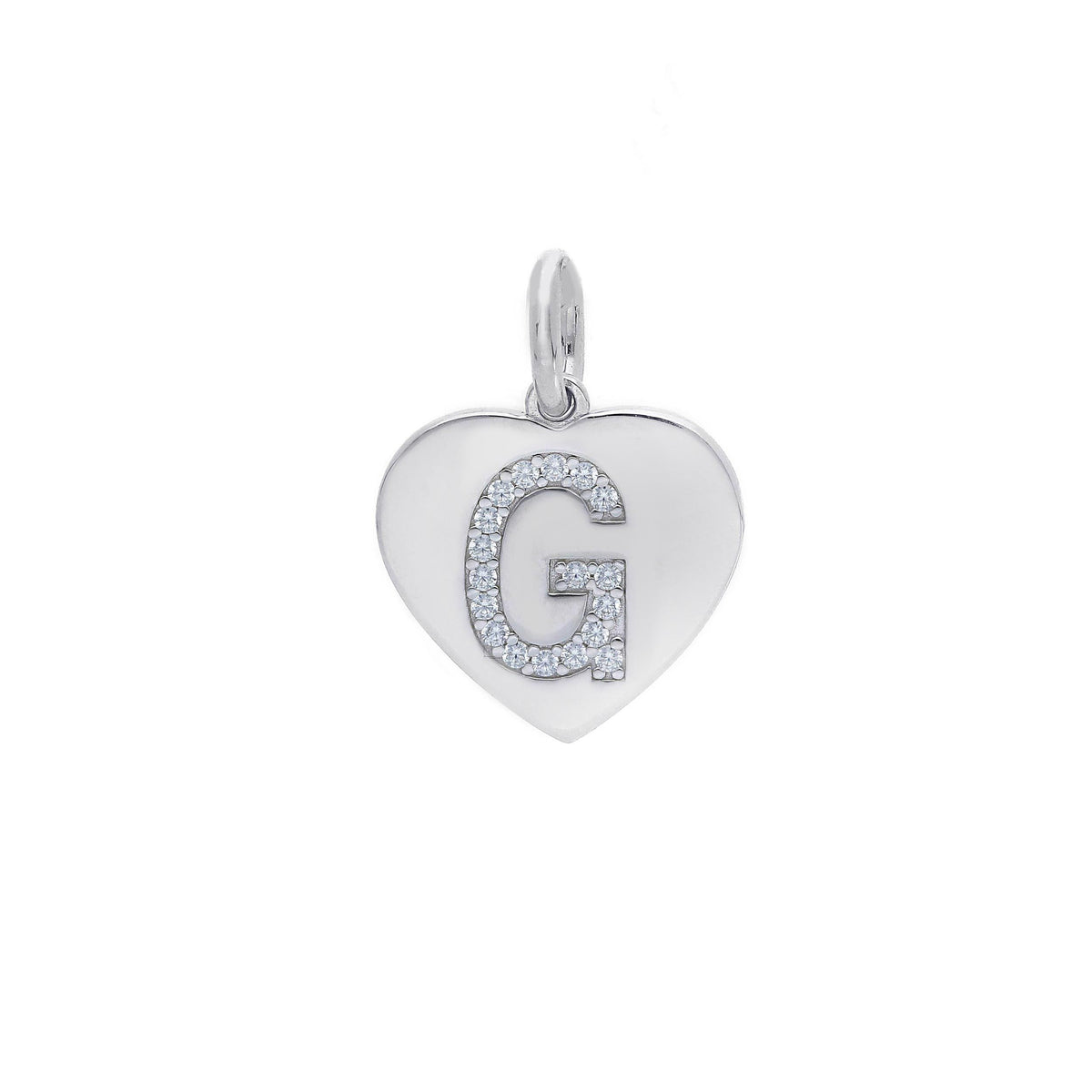 Ciondolo in argento iniziale con zirconi a pavé a forma di cuore - Articolo con varianti - Gioielli Pavan