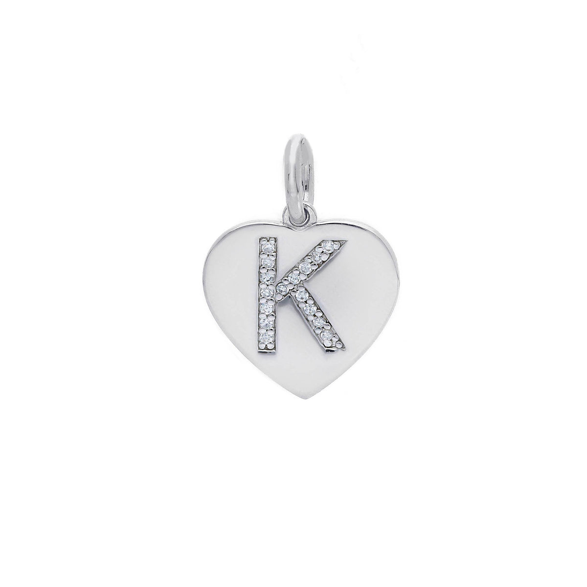 Ciondolo in argento iniziale con zirconi a pavé a forma di cuore - Articolo con varianti - Gioielli Pavan