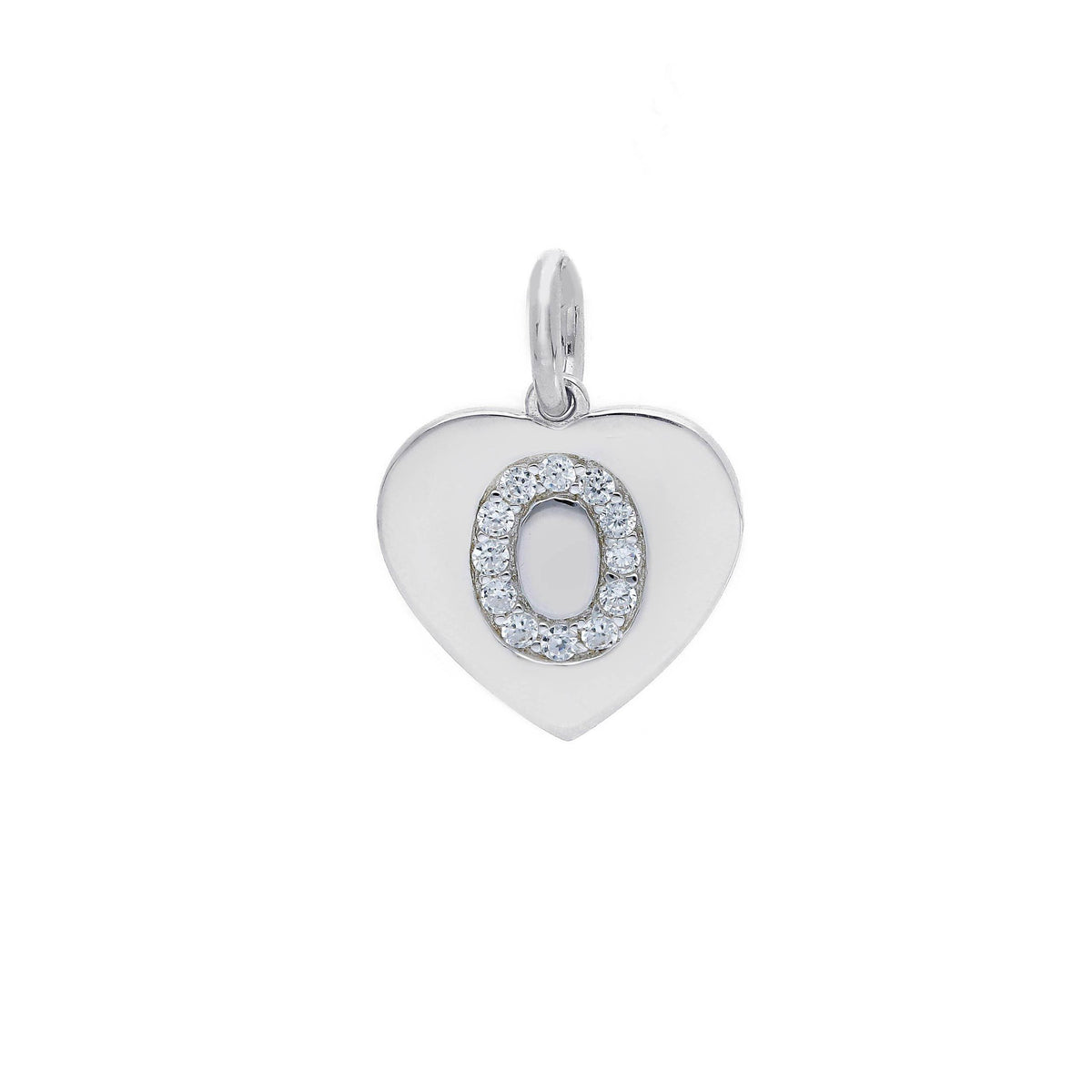 Ciondolo in argento iniziale con zirconi a pavé a forma di cuore - Articolo con varianti - Gioielli Pavan