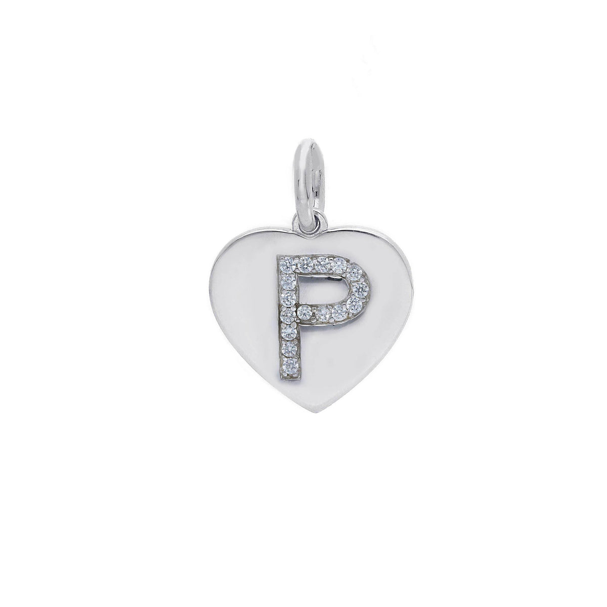 Ciondolo in argento iniziale con zirconi a pavé a forma di cuore - Articolo con varianti - Gioielli Pavan