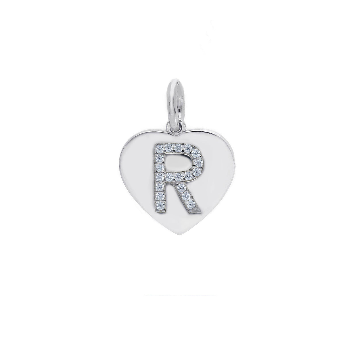 Ciondolo in argento iniziale con zirconi a pavé a forma di cuore - Articolo con varianti - Gioielli Pavan