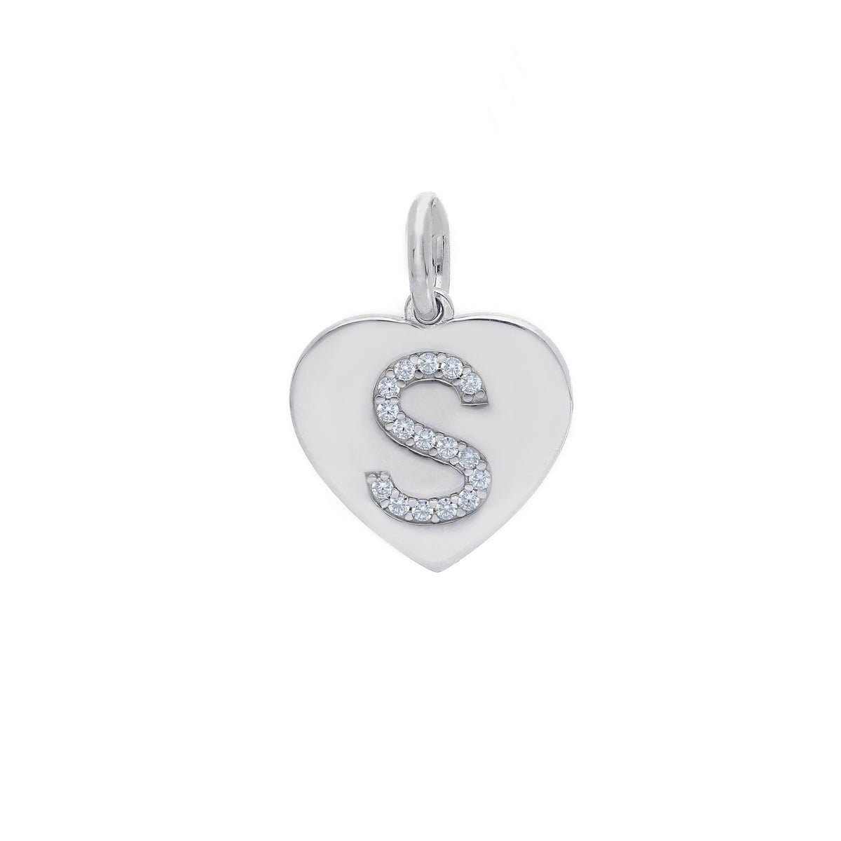 Ciondolo in argento iniziale con zirconi a pavé a forma di cuore - Articolo con varianti - Gioielli Pavan