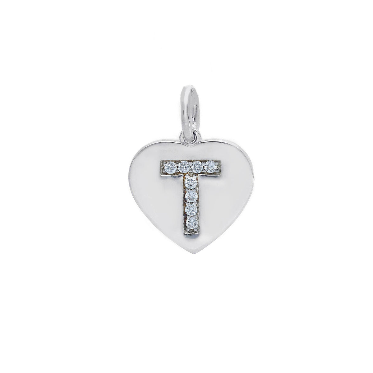 Ciondolo in argento iniziale con zirconi a pavé a forma di cuore - Articolo con varianti - Gioielli Pavan