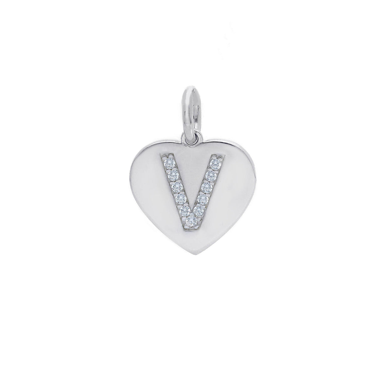Ciondolo in argento iniziale con zirconi a pavé a forma di cuore - Articolo con varianti - Gioielli Pavan