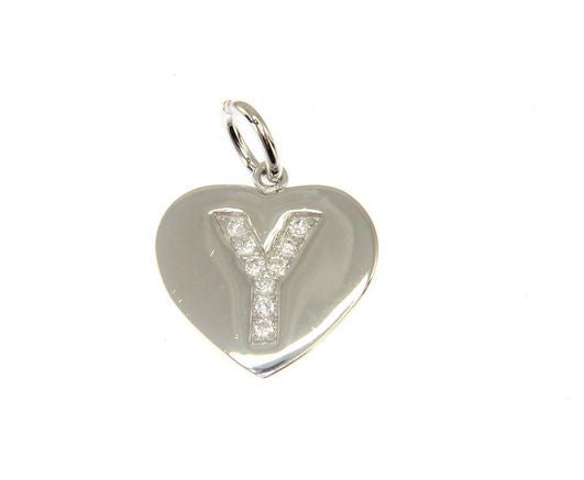 Ciondolo in argento iniziale con zirconi a pavé a forma di cuore - Articolo con varianti - Gioielli Pavan