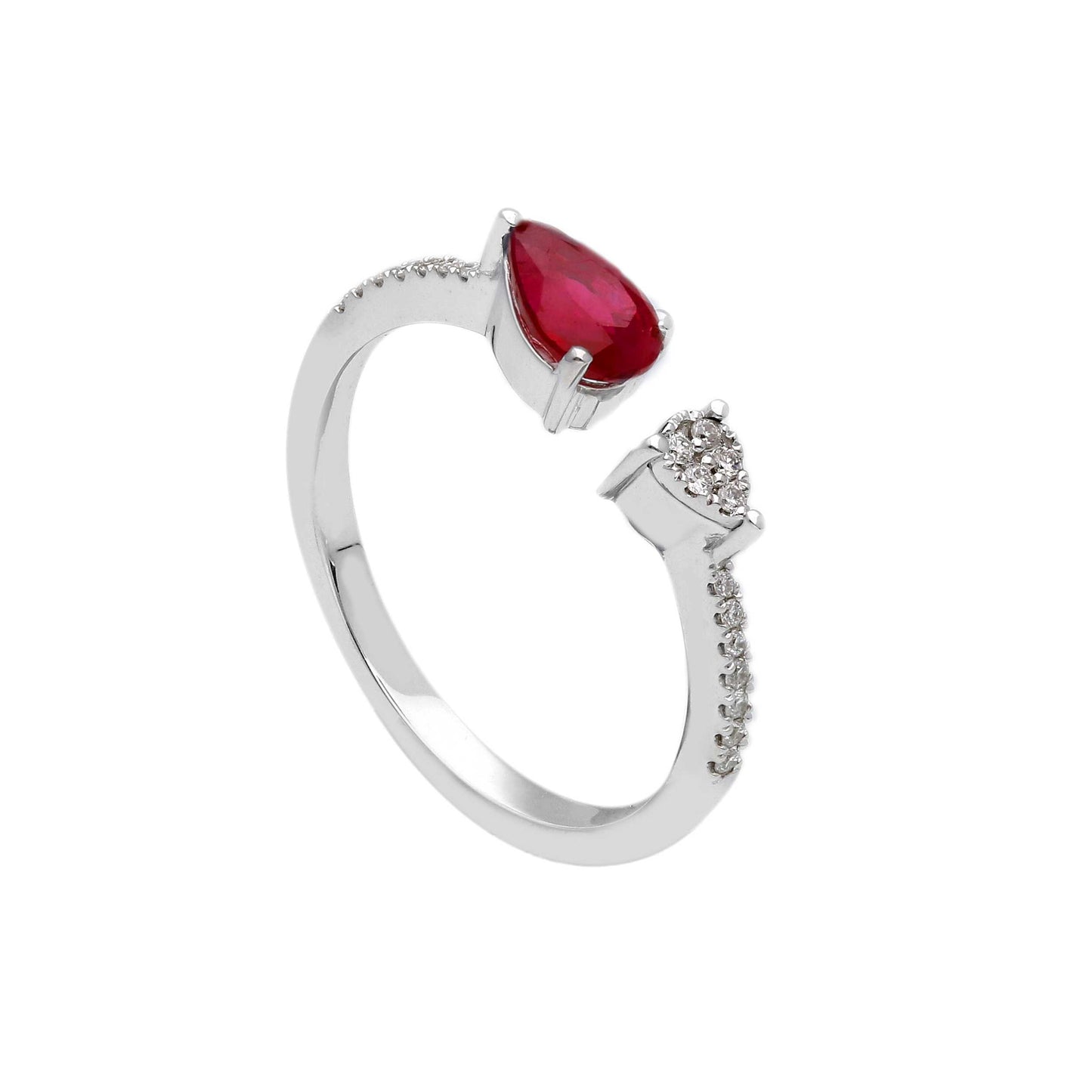 Anello in Oro Bianco 9k con Diamanti e Rubino