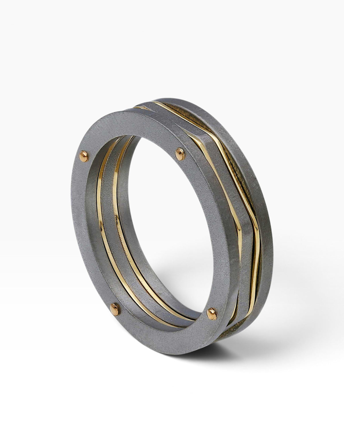 Anello da uomo in titanio e oro giallo 9 kt - Gioielli Pavan