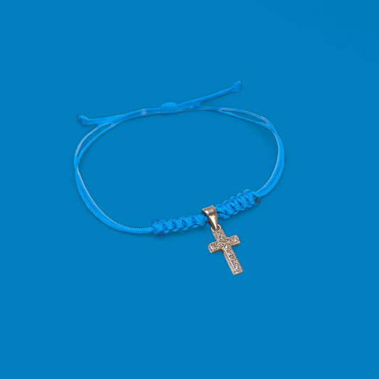 Bracciale Braccialetto croce pavé in argento e sagola - Gioielli Pavan