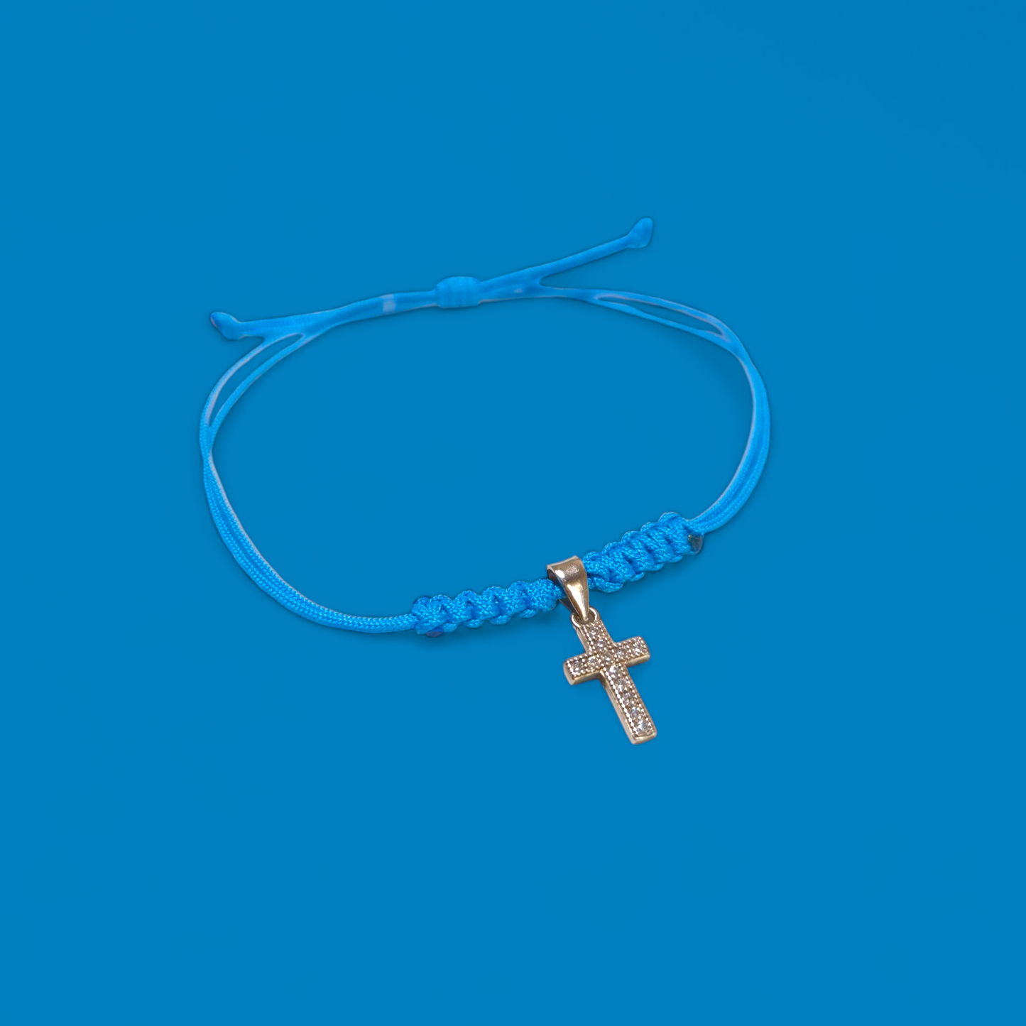 Bracciale Braccialetto croce pavé in argento e sagola - Gioielli Pavan