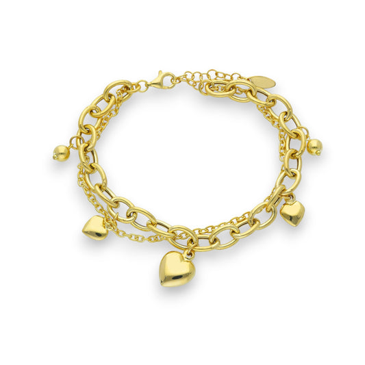 Bracciale Bracciale in argento doppio con cuori pendenti - Articolo con varianti - Gioielli Pavan