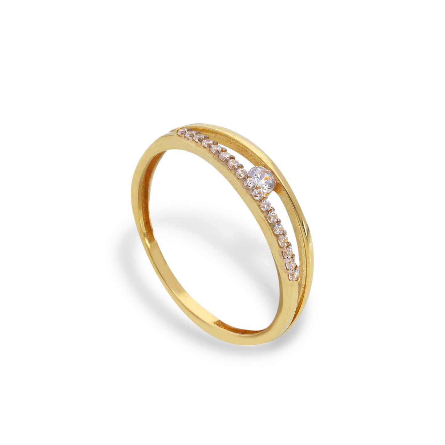 Anello Anello in oro solitario geometrico con zirconi a pavé - Gioielli Pavan