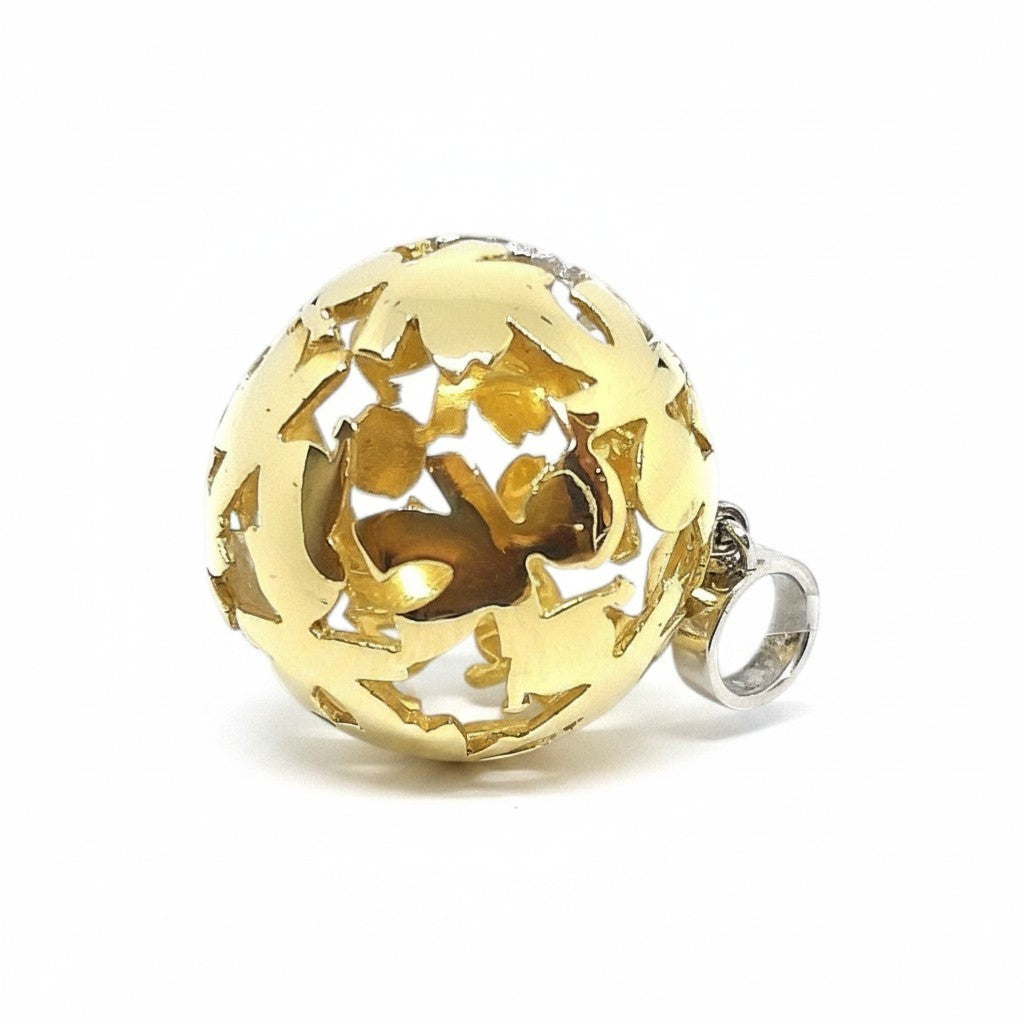 Baby Boule Gold Pendant with Pave Diamonds