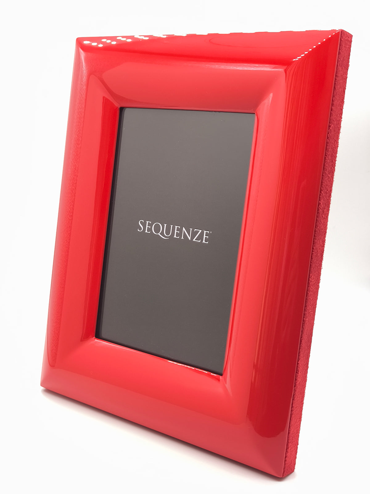 Portafoto in Alcantara e legno laccato Rosso Sequenze 10x15cm - Gioielli Pavan