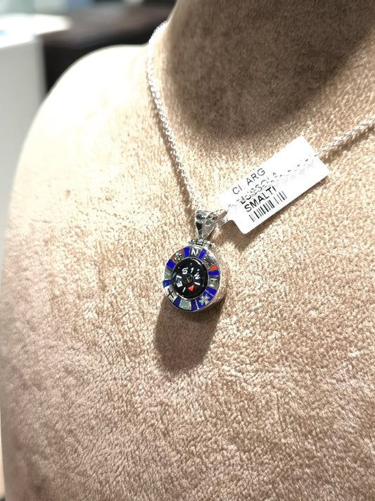 Girocollo Collana in argento con bussola smaltata - Gioielli Pavan