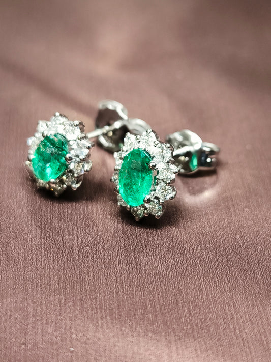 Orecchini Orecchini in oro con diamanti e Smeraldi - Gioielli Pavan